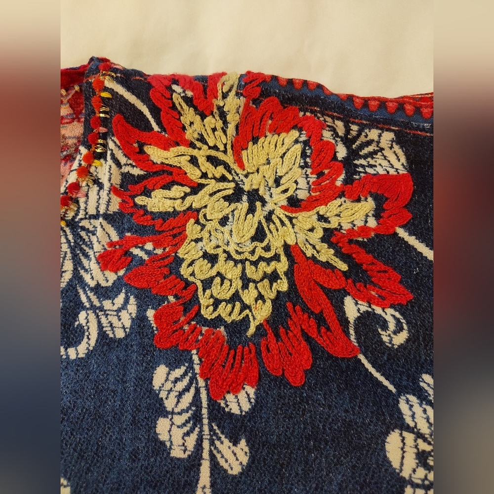 Desigual Boho Multicolor Floral Patchwork Poncho … - image 8